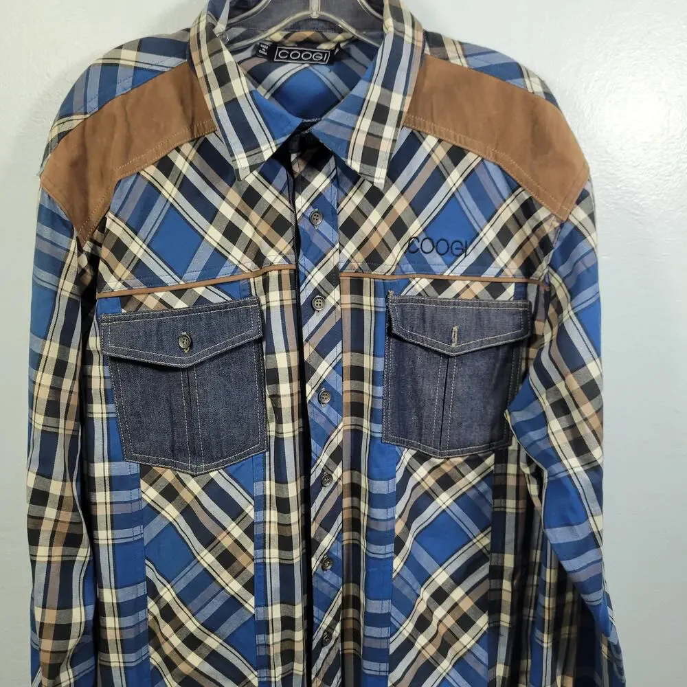 Coogi Heritage Men's Blue Plaid Button Up Shirt Size 2XL 3226-1296 - Picture 2 of 7